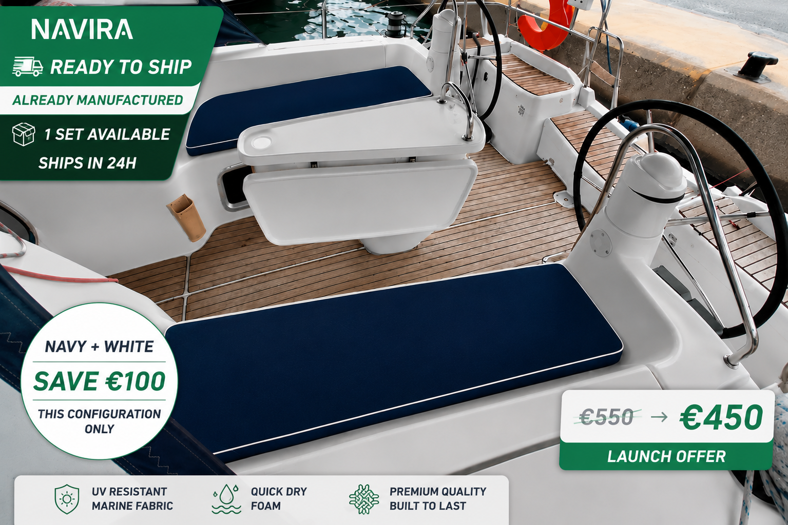 Jeanneau Sun Odyssey 39i Cockpit Cushion Set