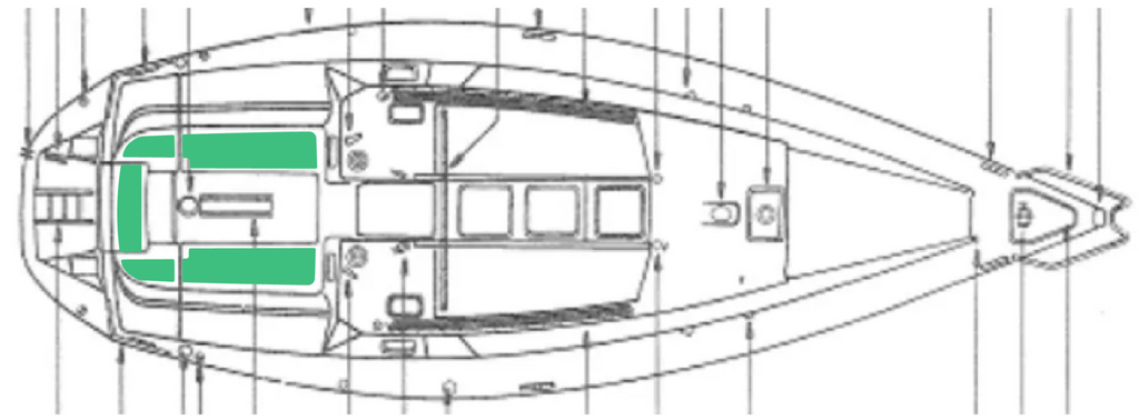 Beneteau 351. Deck-Kit de Poliuretano. Asientos de bañera