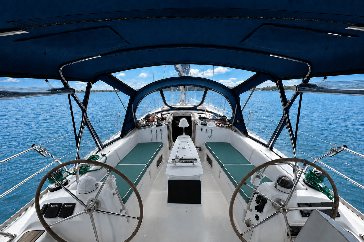 Beneteau Oceanis 43 cockpit cushions in Green