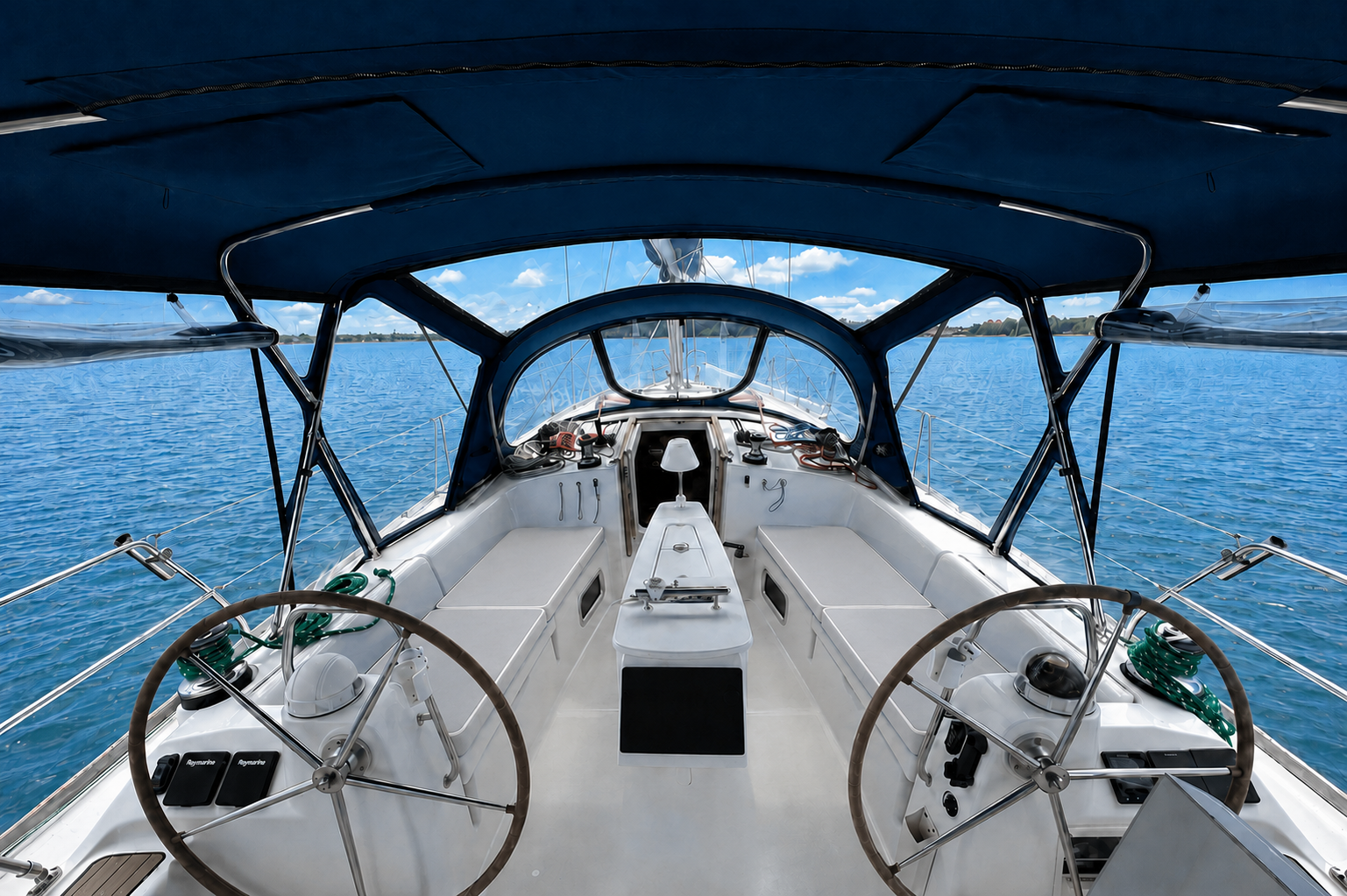 Beneteau Oceanis 43 cockpit cushions in Ocean Grey